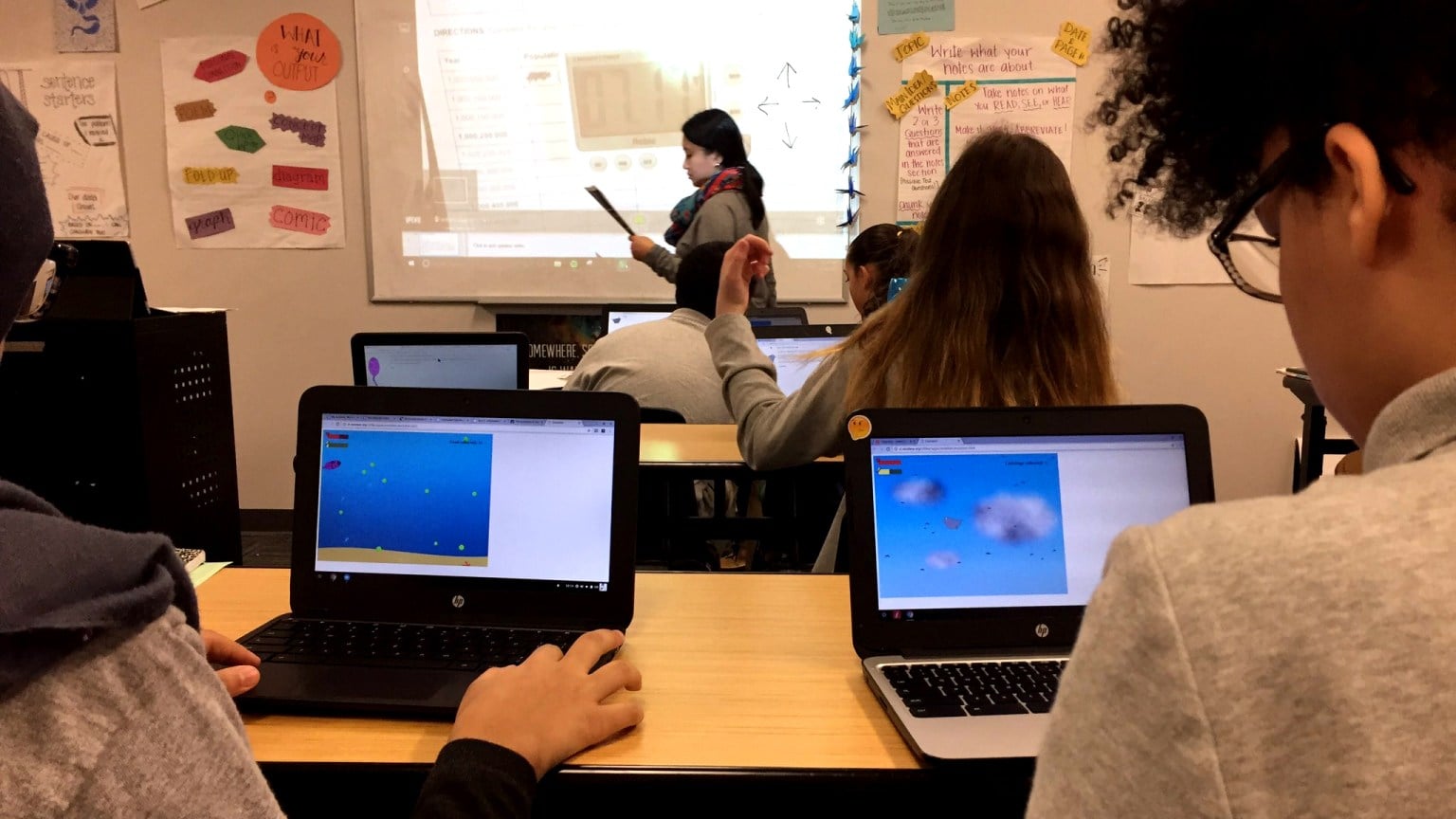 Photo of Evolution of Zoe app being used in a classroom